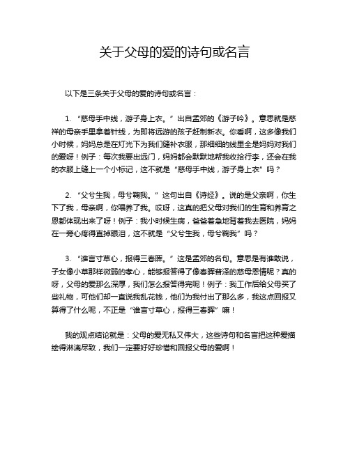 关于父母的爱的诗句或名言