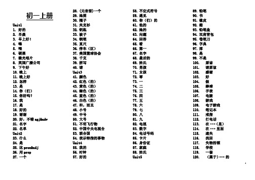 鲁教版初一至初四英语单词汉语(含词组)简约版