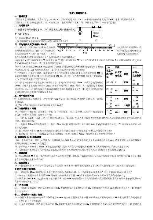 物理速度计算题题型汇总