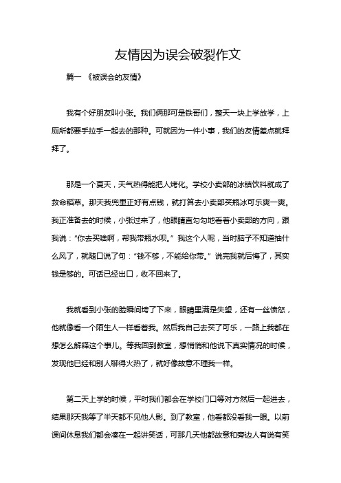 友情因为误会破裂作文