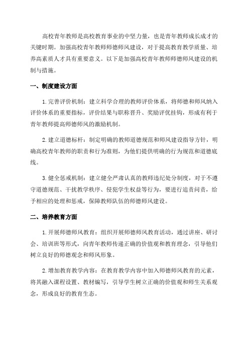 加强高校青年教师师德师风建设的机制与措施