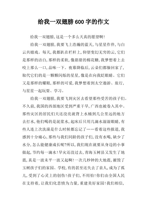 给我一双翅膀600字的作文