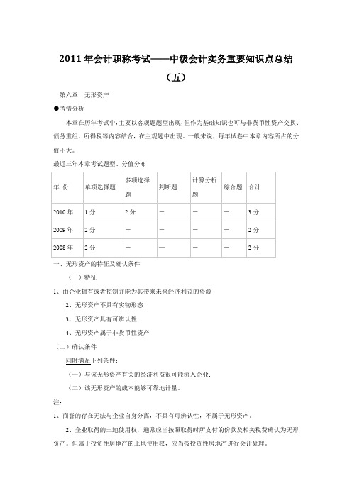 2011年会计职称考试——中级会计实务重要知识点总结章