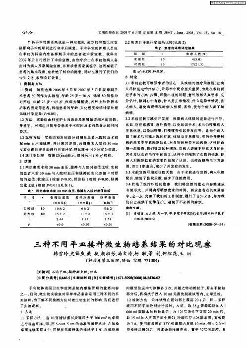 三种不同平皿接种微生物培养结果的对比观察