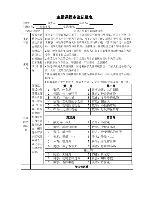 大班上主题课程审议 第五主题-—拥抱冬天2