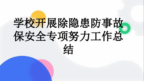 学校开展除隐患防事故保安全专项努力工作总结