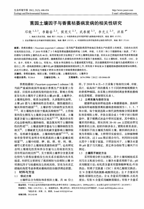 蕉园土壤因子与香蕉枯萎病发病的相关性研究