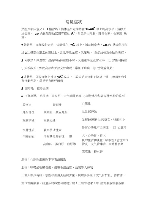 诊断学重点复习资料