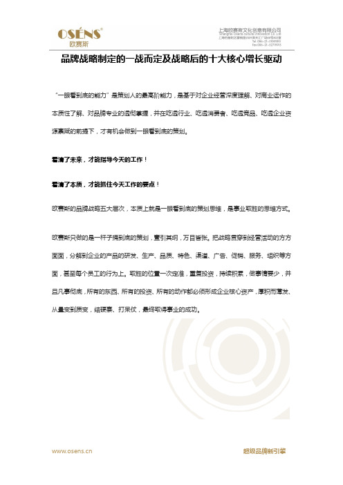 品牌战略制定的一战而定及战略后的十大核心增长驱动