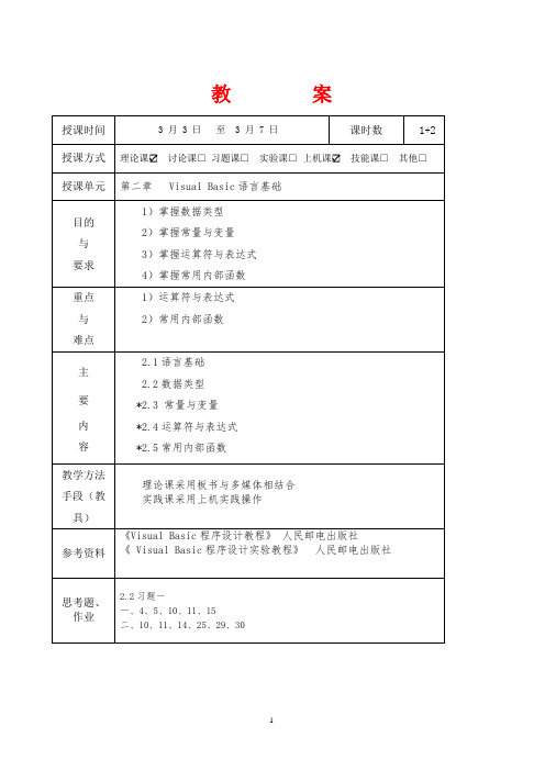 VB第2章 Visual Basic语言基础