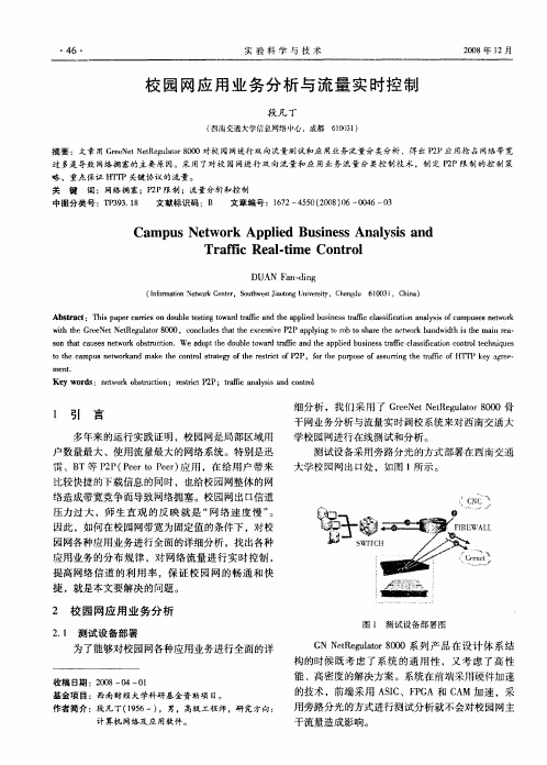 校园网应用业务分析与流量实时控制