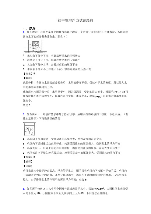 初中物理浮力试题经典