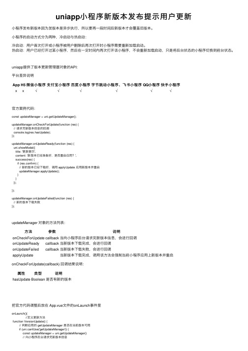 uniapp小程序新版本发布提示用户更新