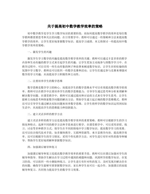 关于提高初中数学教学效率的策略