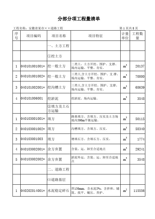 工程量清单(教材)