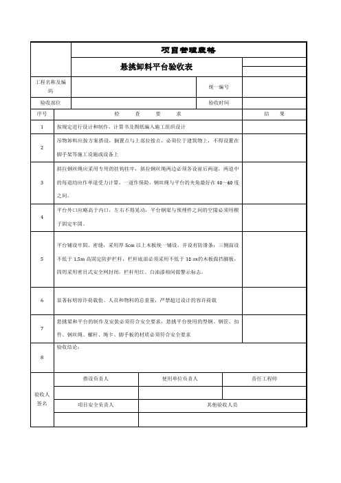 悬挑卸料平台验收表