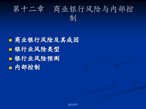 第十二章  商业银行风险与内部控制