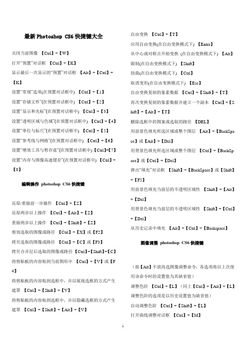 (完整word版)最新PhotoshopCS6快捷键大全,推荐文档