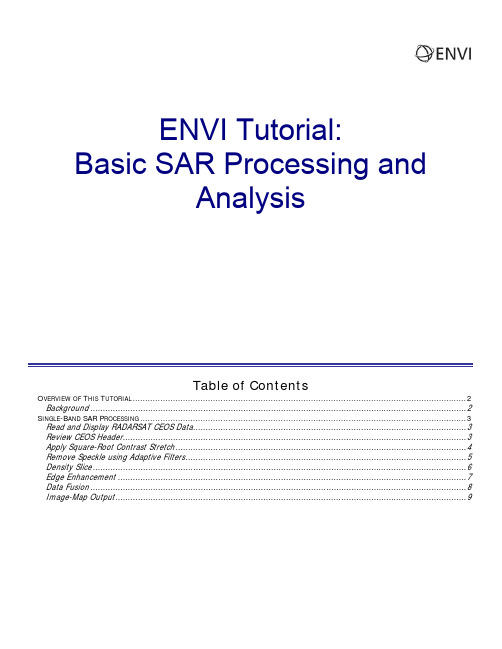 基于ENVI的SAR数据处理流程介绍