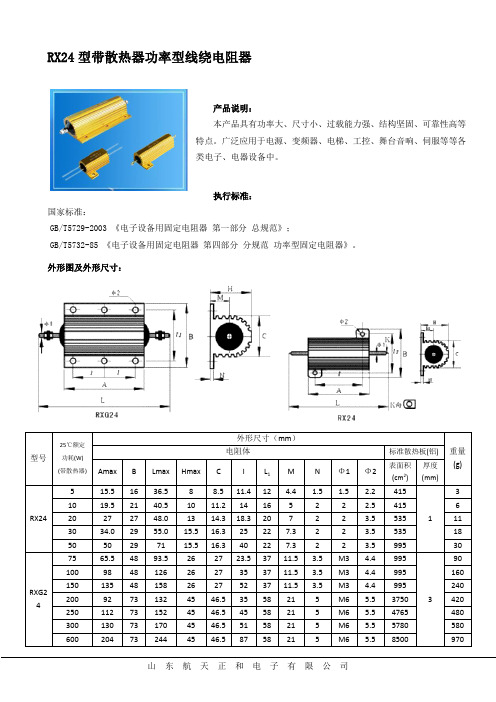 RX24型带散热器功率型线绕电阻器