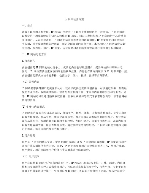 ip网站运营方案