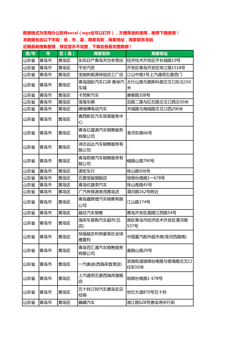 2020新版山东省青岛市黄岛区汽贸工商企业公司商家名录名单联系电话号码地址大全462家