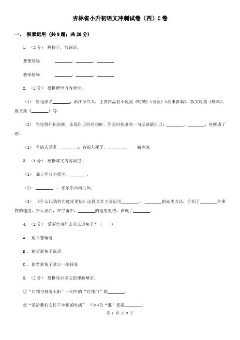 吉林省小升初语文冲刺试卷(四)C卷