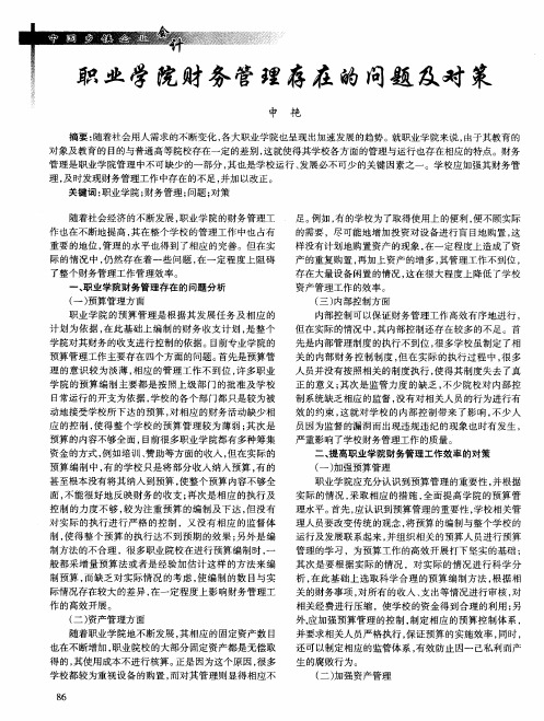 职业学院财务管理存在的问题及对策