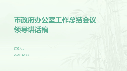 市政府办公室工作总结会议领导讲话稿