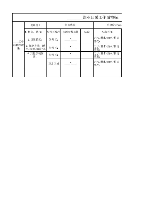 11-2工作面物探、钻探、生产验证统计一览表