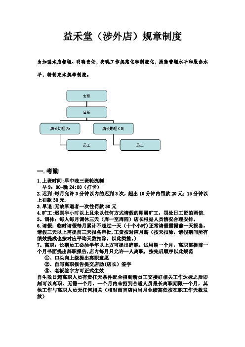 益禾堂(涉外店)规章制度 二