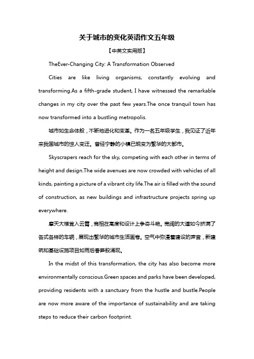 关于城市的变化英语作文五年级