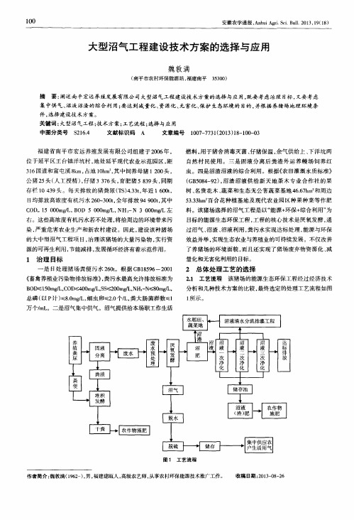 大型沼气工程建设技术方案的选择与应用