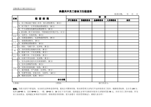 宿舍卫生检查表