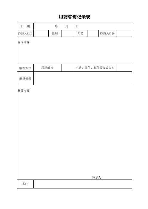 用药咨询记录表