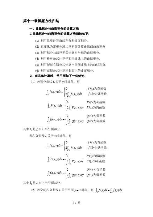 (完整版)曲线积分与曲面积分(解题方法归纳)