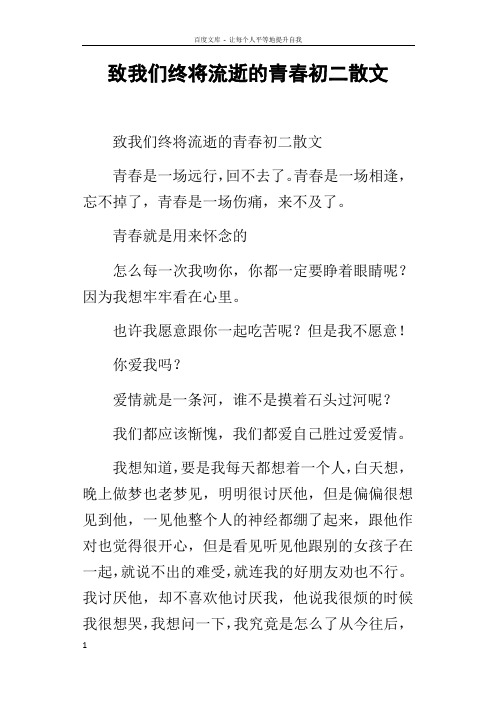 致我们终将流逝的青春初二散文