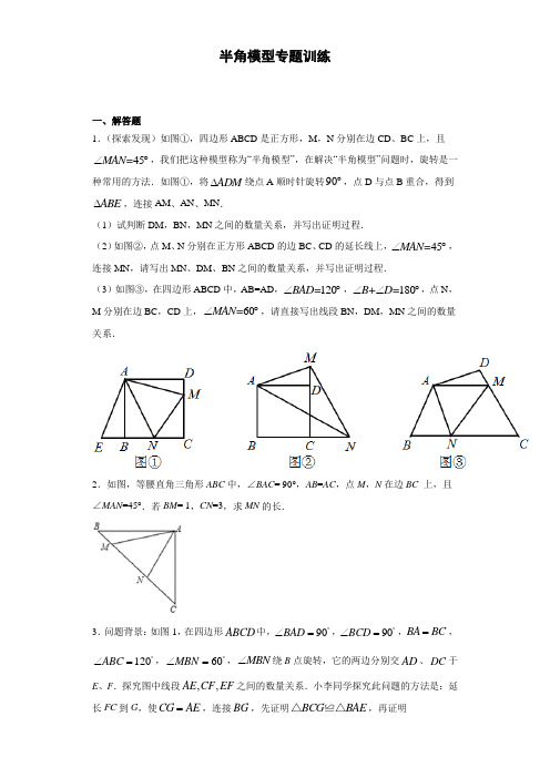 半角模型专题训练含解析