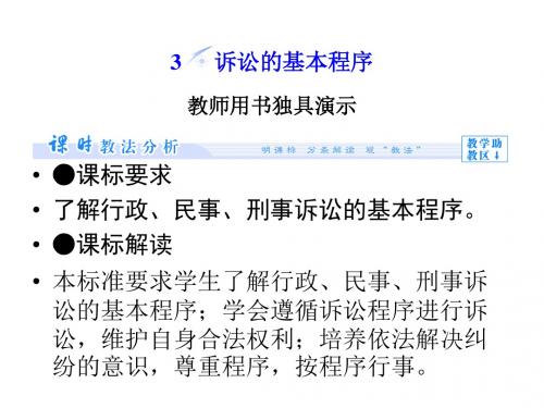 高中政治6.3诉讼的基本程序同步教学名师公开课省级获奖课件(新人教版选修5)