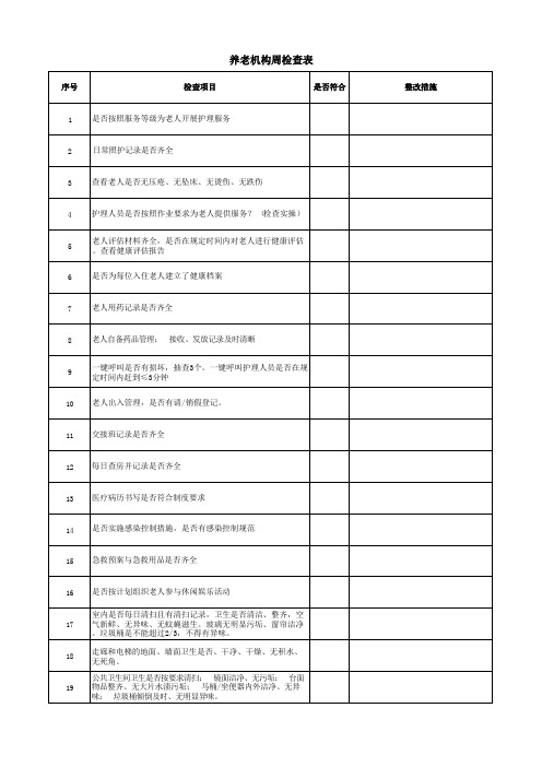 养老机构周检查表