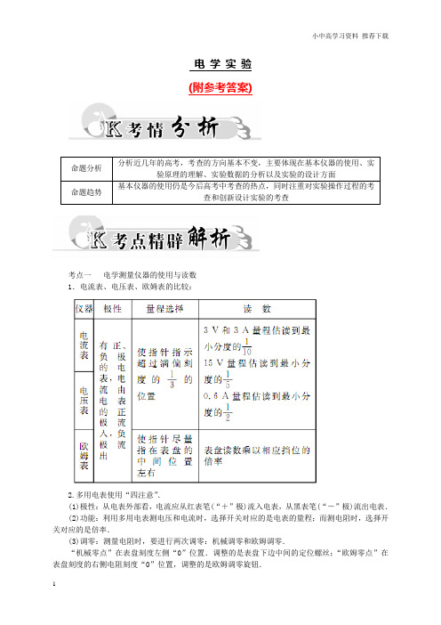 高考物理二轮复习电学实验试题附参考答案