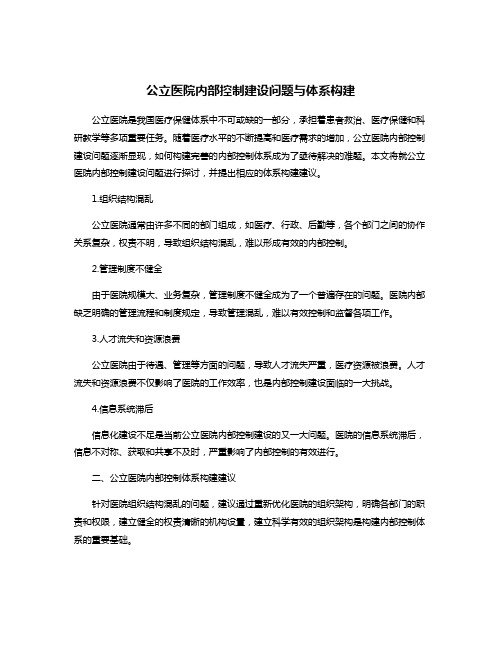 公立医院内部控制建设问题与体系构建