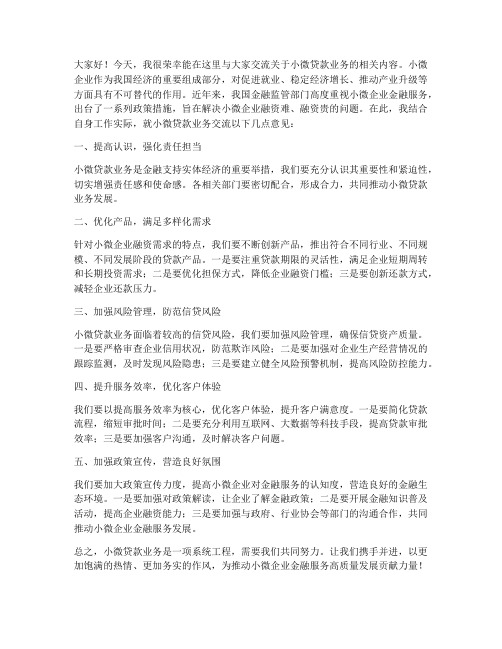 小微贷款业务交流发言稿