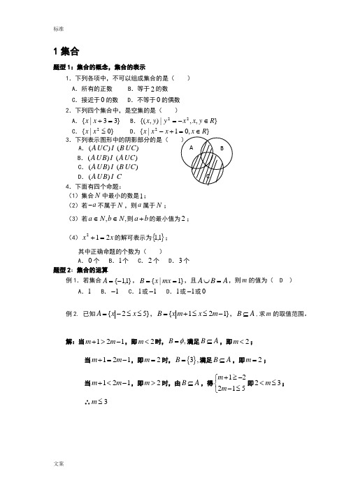 高一数学必修一函数经典题型复习