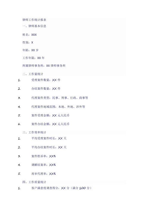 律师工作统计报表