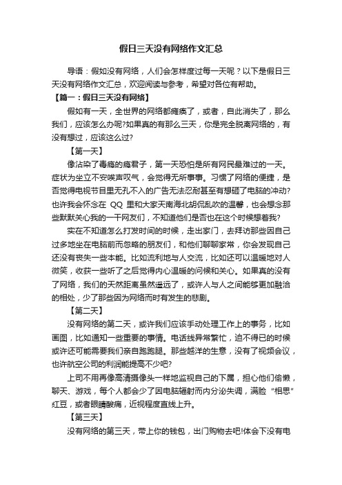 假日三天没有网络作文汇总