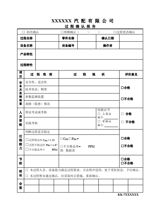 过程确认报告