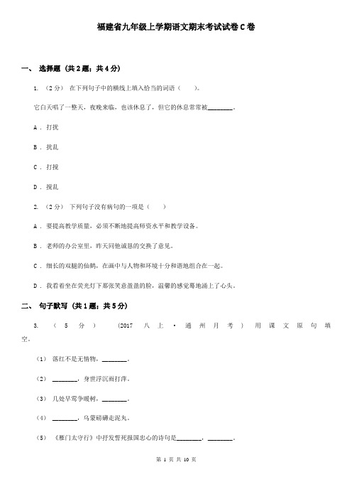 福建省九年级上学期语文期末考试试卷C卷