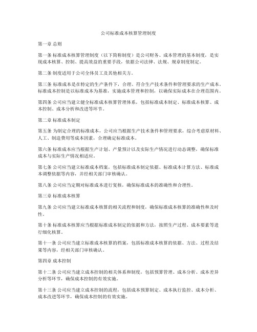 公司标准成本核算管理制度