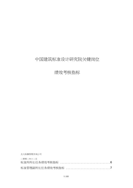 中国建筑标准设计研究院关键岗位绩效考核指标